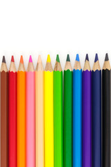 Color pencils isolated on white background with copy space.