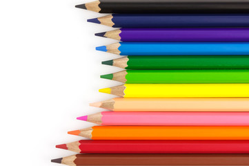 Color pencils isolated on white background with copy space.
