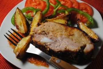 Pork ribs on the grill. Pork marinated in honey sauce.