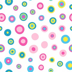Seamless circles pattern with white background. Vector repeating texture.
