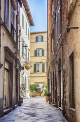 Naklejka premium street in old town Lucca, Italy
