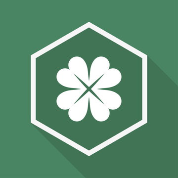 Polygon Button mit Schatten - Klee - Vierblättriges Kleeblatt