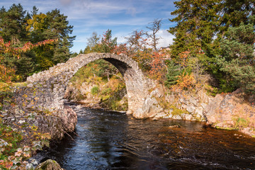 Carrbridge Packhorse Bridge / One of the most iconic visitor attractions in the Cairngorms, the old packhorse bridge across the River Dulnain at Carrbridge