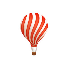 Hot air balloon ride in amusement park, flat style icon, vector illustration isolated on white background. Flat icon, illustration of hot air balloon ride in amusement park, entertainment concept