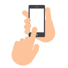 Two hands. The hand holds the smartphone.