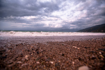 a long gray sky over the beach