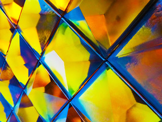 Multicolored stained glass.