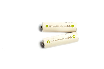 Pair of aa alkaline batteries isolated on white background