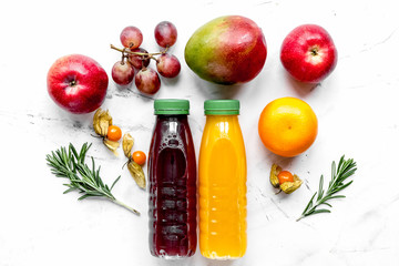 summer fresh drink in plastic bottle on white background top vie