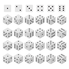 3d Dice Combinations Set Isometric View. Vector