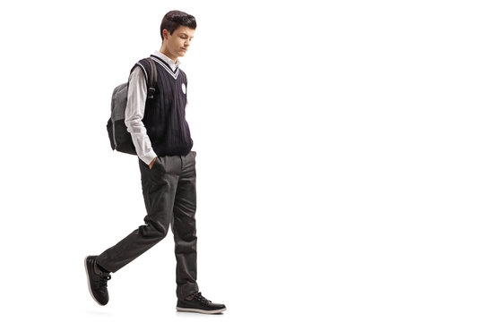 Pensive Teen Student Walking