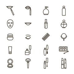 Beautiful Female Make Up Signs Thin Line Icon Set. Vector
