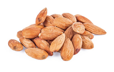 group of almonds isolated on white
