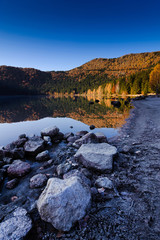 Sain Ana Lake in Romania. This is a vulcano lake. Image takne in the autumn. Reflection and colors