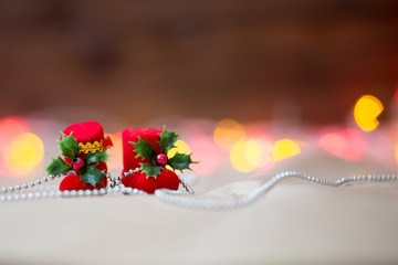 Decoration for Christmas and New Year. Xmas day. Candles and shining decorations. 