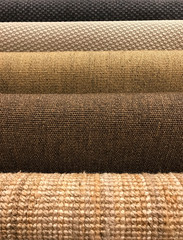 Samples of different woven carpet texture from sisal and natural fiber for background