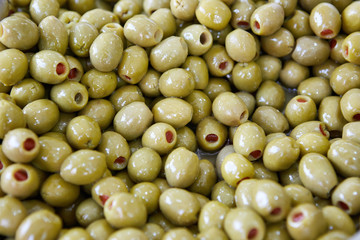Green olives - a Mediterranean delicacy from Italy. 