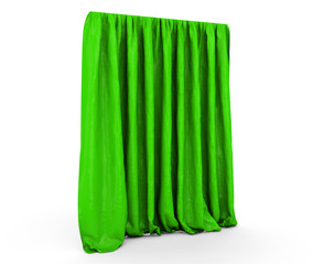 green curtains. 3d illustration isolated on white background