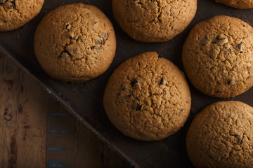 Chocolate Chip Cookies. Overhead Shot.
