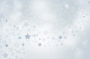 Abstract witer background with snowlakes and stars