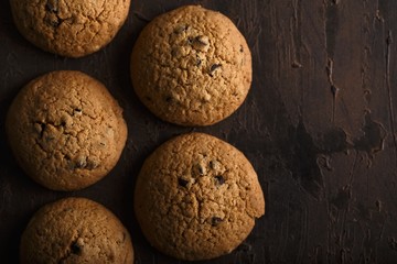 Chocolate Chip Cookies. Overhead Shot.