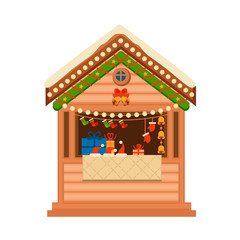 Christmas wooden souvenir kiosk illustration.