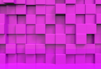 3d rendering. stack of modern luxuery Violet or purple cube shape boxs wall backgoround