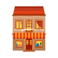 Winter image of the city christmas shop.