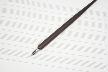 Music empty sheet with pen