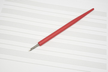 Music empty sheet with pen