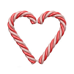 Fototapeta premium Christmas decoration heart made of candy canes 3D