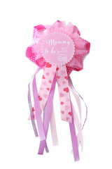Award ribbon for baby shower party on light background