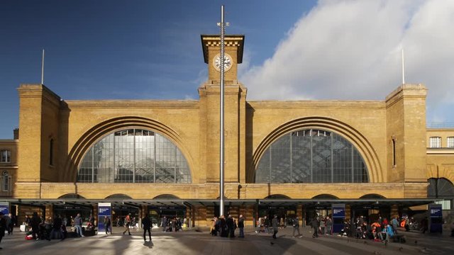 King's Cross railway station exterior, London.