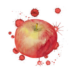 red apple with paint blots