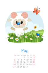 Calendar 2018 months May with sheep