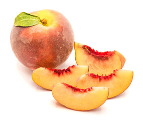 Sliced one whole and four slices, isolated on white background.