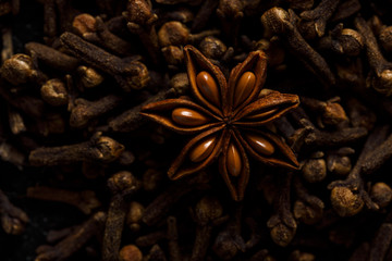 Star Anise And Cloves. Closeup.