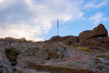 tukish flag on the top of the Afyon castle