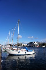 Naklejka premium Sailboats in harbor baltic sea