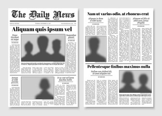 Paper tabloid newspaper vector layout. Editorial news template