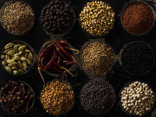 Indian Spices / Masala Box. Closeup.