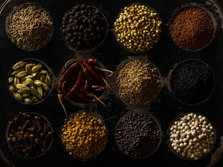 Indian Spices / Masala Box. Closeup.