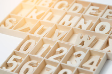 English letters on white background