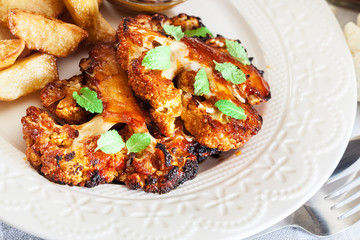 Vegetarian roasted cauliflower steak with herbs