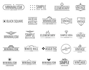 Vintage minimal vector logos with simple shapes. Modern luxury emblems for shopping tag