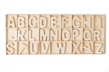 English letters on white background