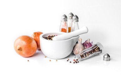 spices on a white background