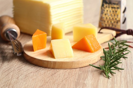 Piece and slices of cheese