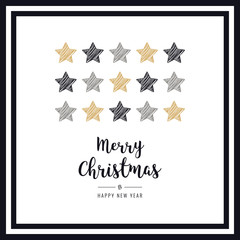 christmas scribble drawing stars greeting card frame black background