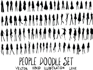 Set of people illustration Hand drawn doodle Sketch line vector eps10